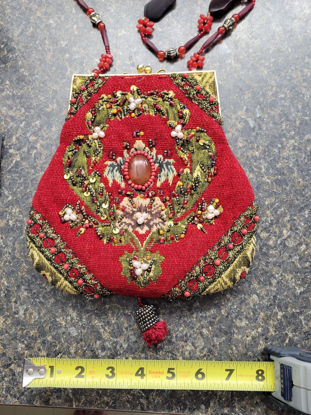 Mary Frances, Red Embellished Beaded Evening Bag, Positive Energy - Picture 3 of 9